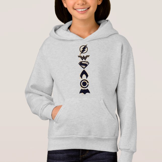 Justizielle Liga | Stylisierte Teamsymbole Lineup Hoodie (Vorderseite)