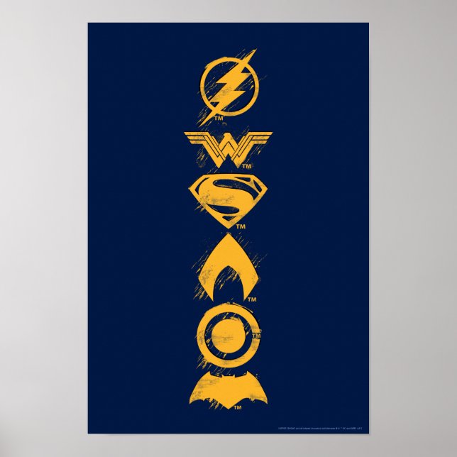 Justizielle Liga | Stylisierte Teamsymbole Lineup Poster (Vorne)