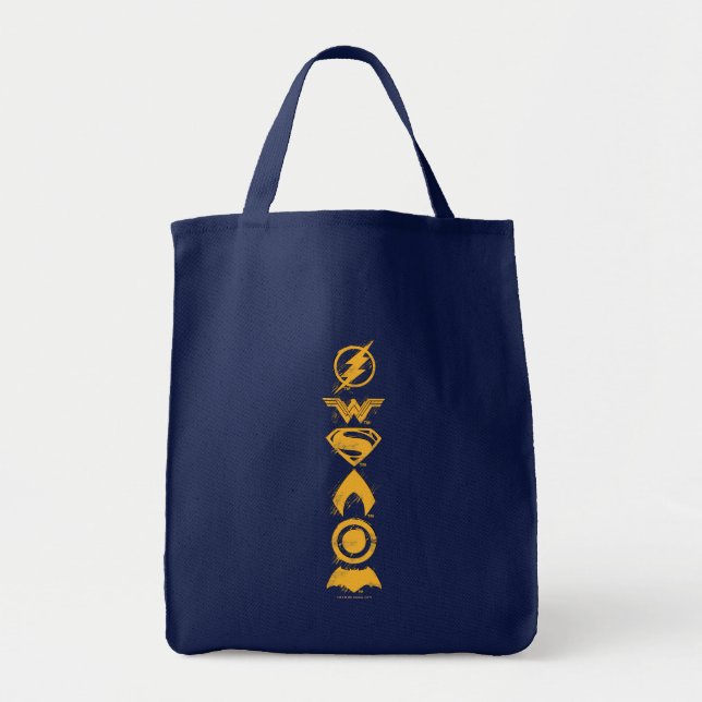 Justizielle Liga | Stylisierte Teamsymbole Lineup Tragetasche (Vorne)