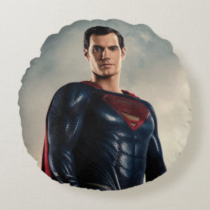 Justizielle Liga   Superman auf Schlachtfeld Rundes Kissen