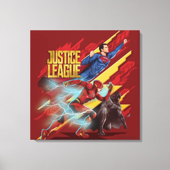 Justizielle Liga | Superman, Flash & Batman Abzeic Leinwanddruck (Vorderseite)