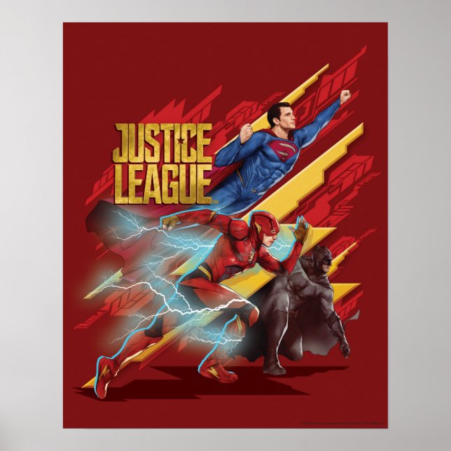 Justizielle Liga | Superman, Flash & Batman Abzeic Poster (Vorne)
