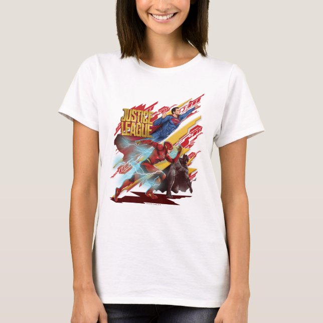 Justizielle Liga | Superman, Flash & Batman Abzeic T-Shirt (Vorderseite)
