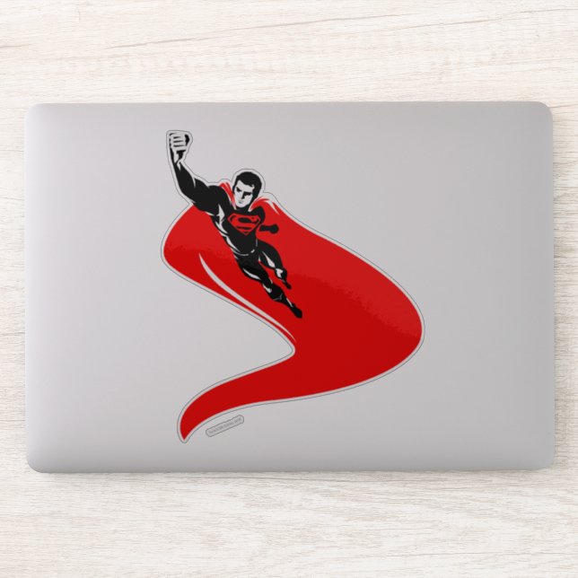 Justizielle Liga | Superman Flying Noir Pop Art Aufkleber (Computer)
