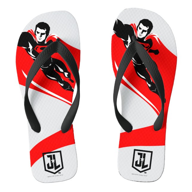 Justizielle Liga | Superman Flying Noir Pop Art Flip Flops (Fußbett)