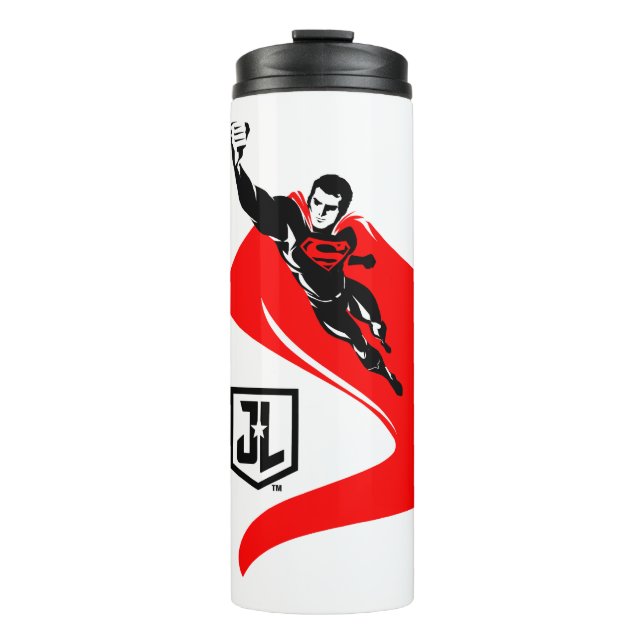 Justizielle Liga | Superman Flying Noir Pop Art Thermosbecher (Vorderseite)