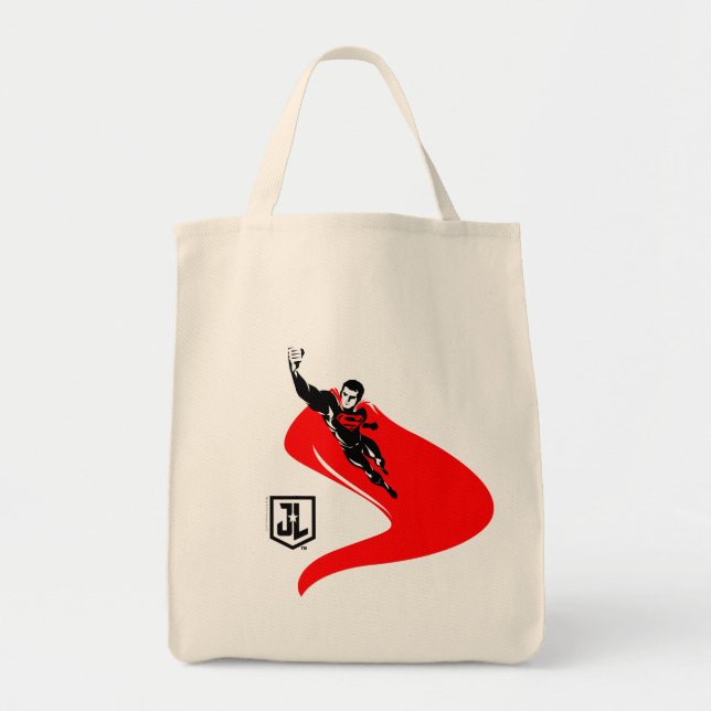 Justizielle Liga | Superman Flying Noir Pop Art Tragetasche (Vorne)