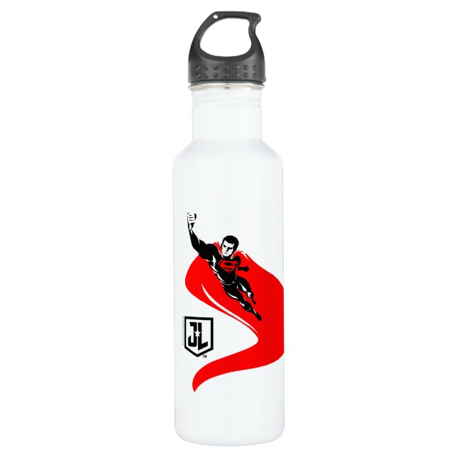 Justizielle Liga | Superman Flying Noir Pop Art Trinkflasche (Vorderseite)