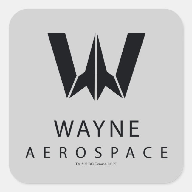 Justizielle Liga | Wayne Aerospace Logo Quadratischer Aufkleber (Vorderseite)