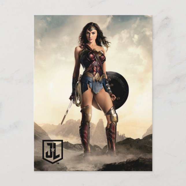 Justizielle Liga | Wonder Woman auf dem Schlachtfe Postkarte (Vorderseite)