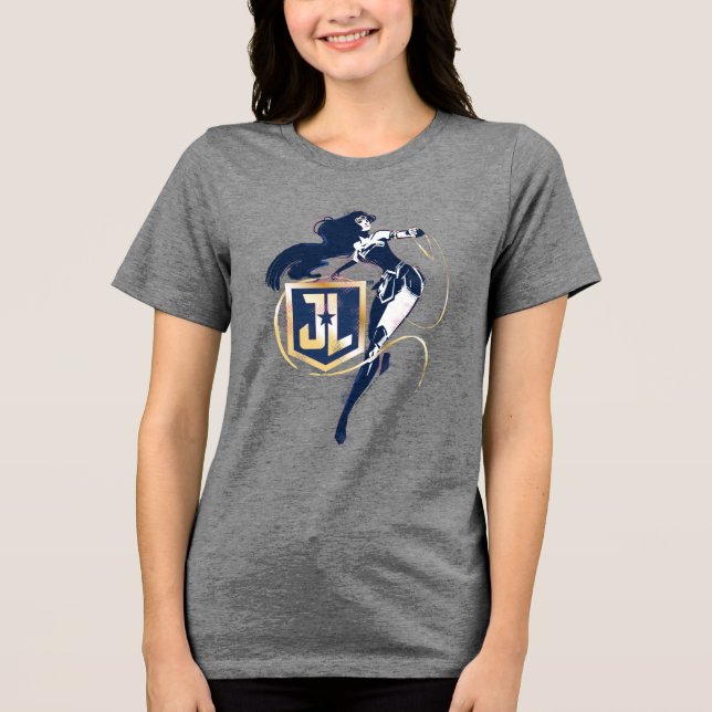 Justizielle Liga | Wonder Woman & JL Icon Pop Art Tri-Blend Shirt (Vorderseite)