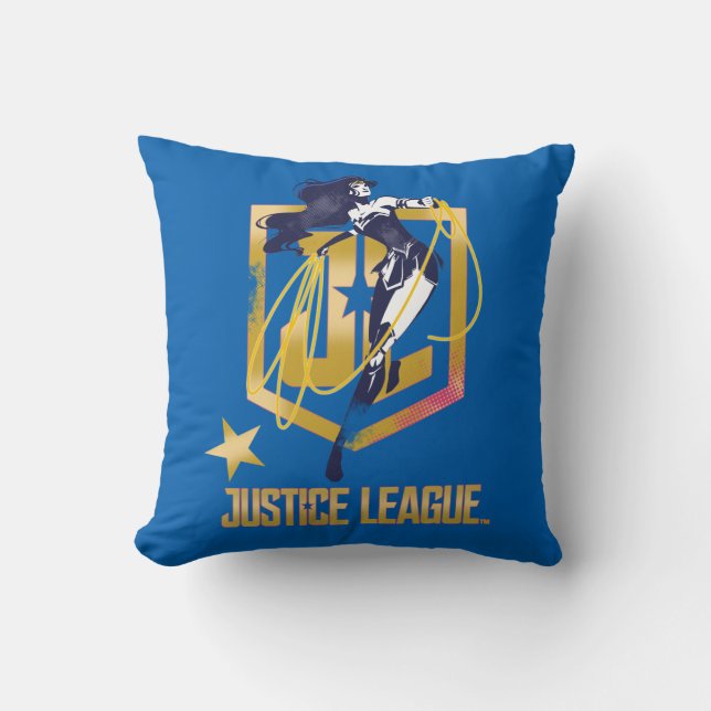 Justizielle Liga | Wonder Woman JL Logo Pop Art Kissen (Vorderseite)