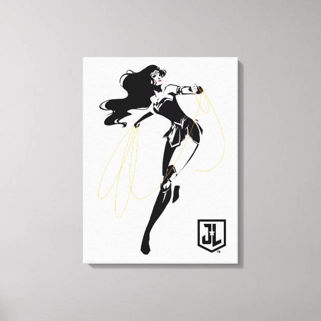 Justizielle Liga | Wonder Woman mit Lasso Pop Art Leinwanddruck (Vorderseite)