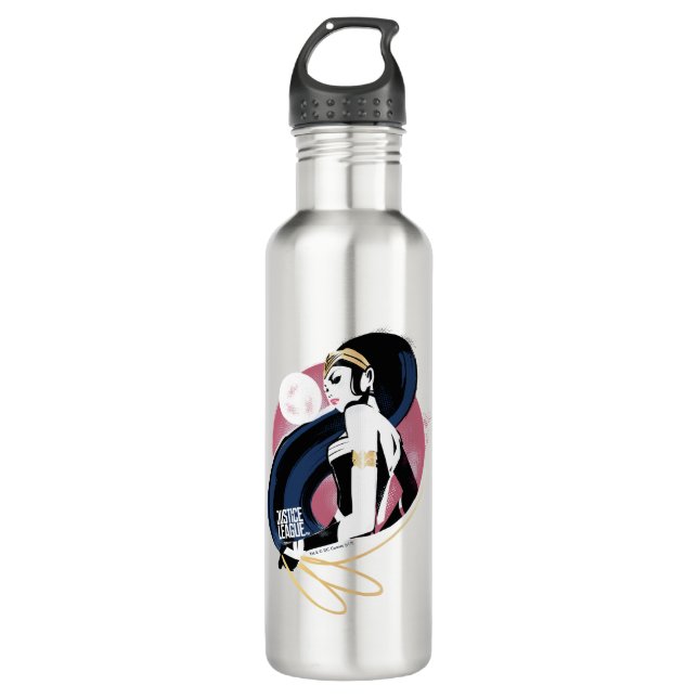Justizielle Liga | Wonder Woman Profile Pop Art Trinkflasche (Vorderseite)