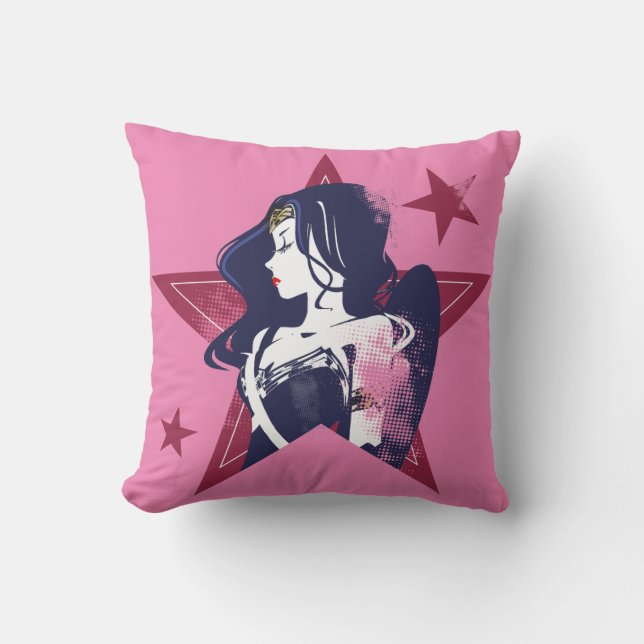 Justizielle Liga | Wonder Woman & Stars Pop Kunst  Kissen (Vorderseite)