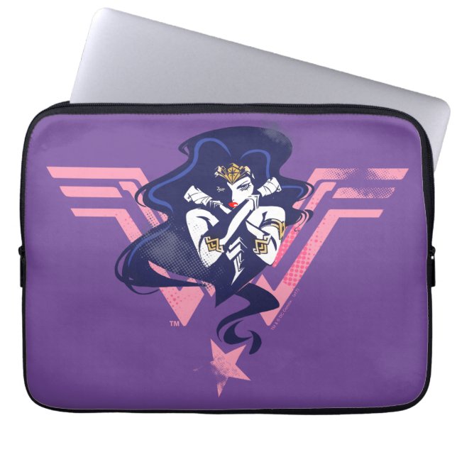 Justizielle Liga | Wonder Woman & Symbol Pop Art Laptopschutzhülle (Vorderseite)