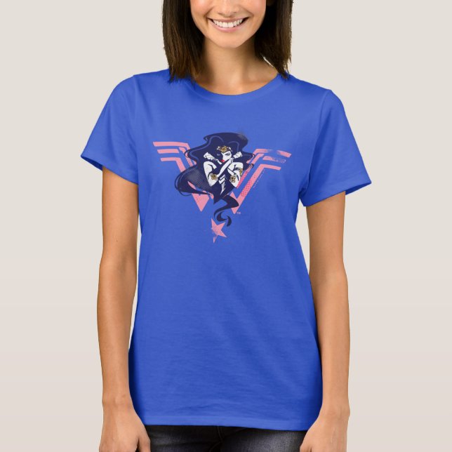 Justizielle Liga | Wonder Woman & Symbol Pop Art T-Shirt (Vorderseite)