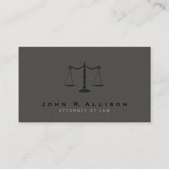 Justizministerium Scale Dark Taupe Texture Look Visitenkarte (Vorderseite)
