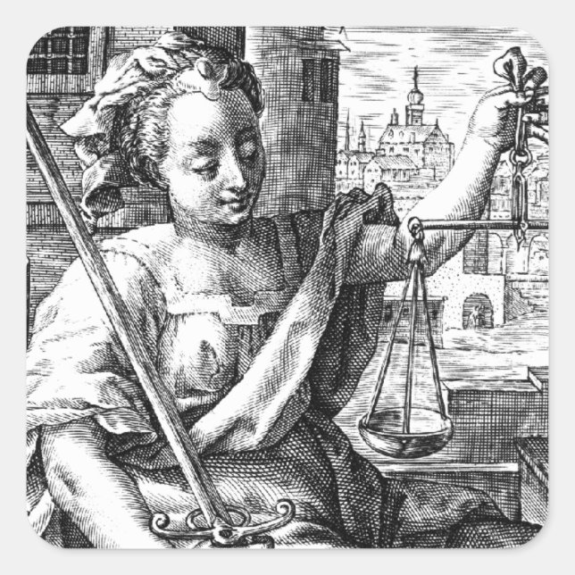 Justizwesen Quadratischer Aufkleber (Vorderseite)