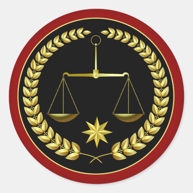 Justizwesen Runder Aufkleber (Vorderseite)