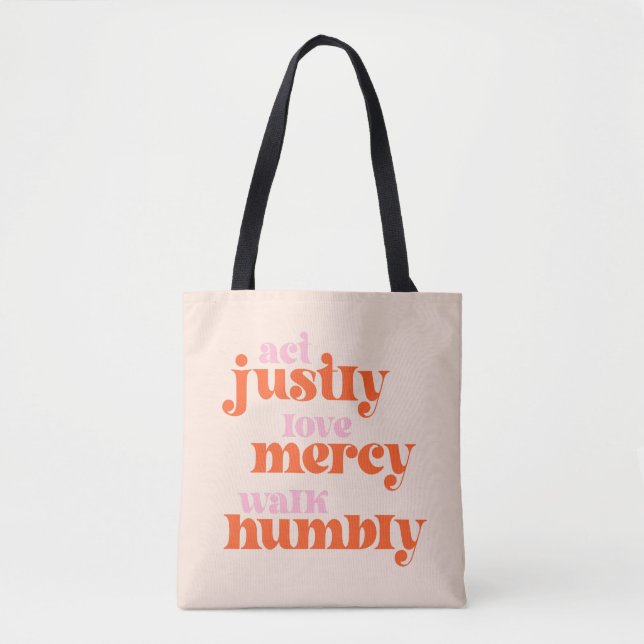 Justly, Liebe Gnade, Walk Humbly (Retro-Mod) Tasche (Vorderseite)