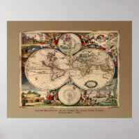 Justus Danckerts Old World Map Poster Print