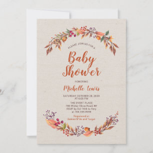 Jute-Blumen-Herbst-Jungen-Baby-Party-Einladung Einladung