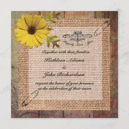 Jute-Burlap auf Rustikal-Hochzeit Einladung