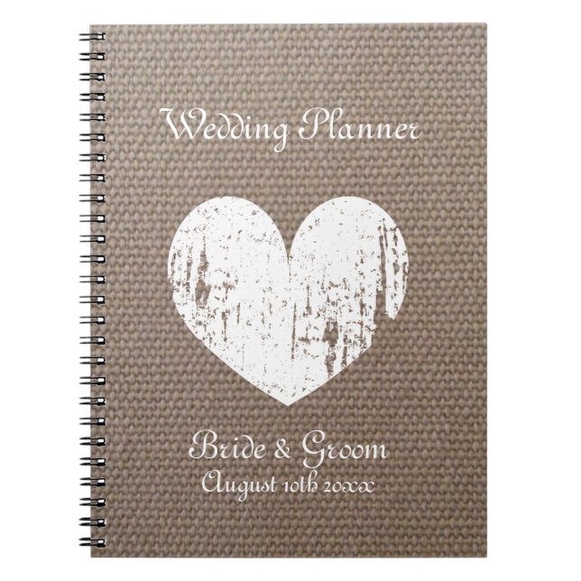 Jute-Hochzeitsplaner-Organizer-Journal-Notizbuch Notizblock (Vorderseite)