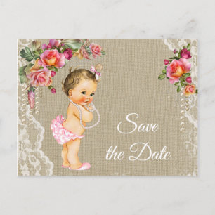 Jute-Lace-Baby-Shower-Karten zur Vorankündigung Ankündigungspostkarte