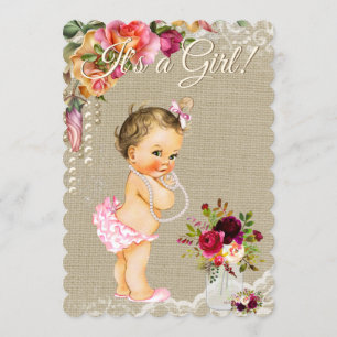 Jute-Lace-Mason-Glas-Baby-Shower-Einladungen Einladung