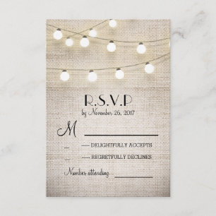 Jute-Lichter rustikale elegante Hochzeits-RSVP-Kar RSVP Karte