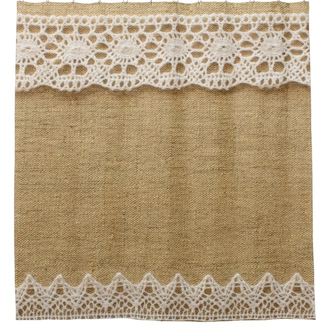 Jute mit Spitze Duschvorhang (Vorderseite)