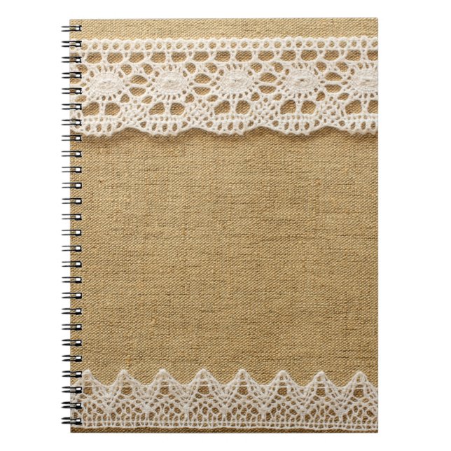 Jute mit Spitze Notizblock (Vorderseite)