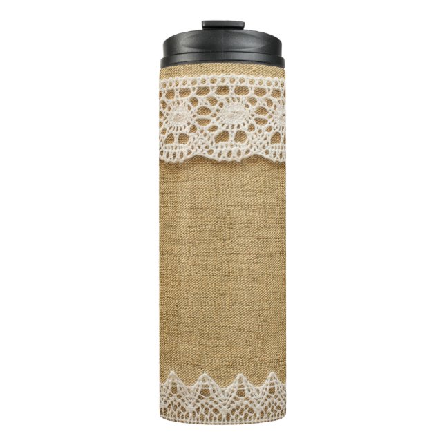 Jute mit Spitze Thermosbecher (Vorderseite)
