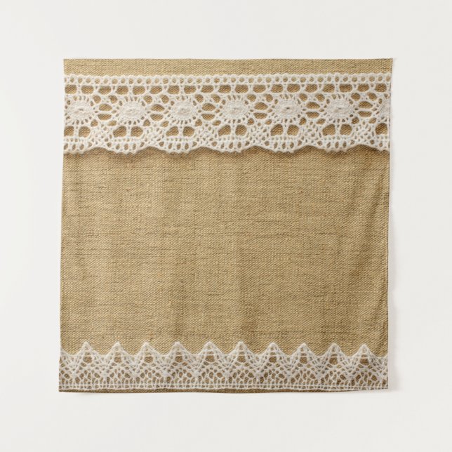 Jute mit Spitze Wandteppich (Vorderseite)