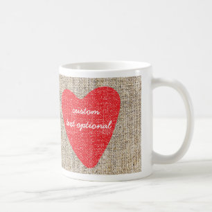 Jute-Rot-Stempel-Herz-Valentins-Kaffeetasse Kaffeetasse