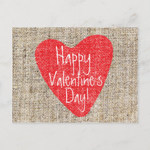 Jute Rother Herz Valentinstag Postkarte