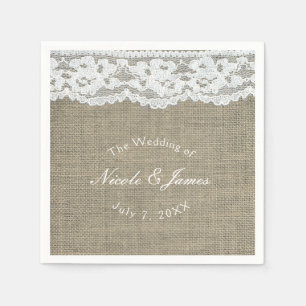 Jute & Spitze Einfach Rustikale Elegante Hochzeit  Serviette