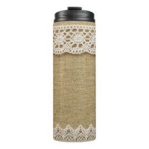 Jute, Spitze Stoffstruktur. Thermosbecher