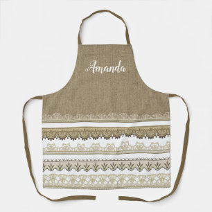 Jute und Spitze Personalisierter All-Over-Druck Schürze