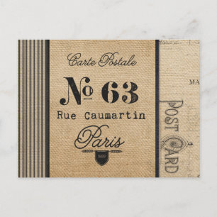 Jute-Vintage-Post französisches Land Postkarte
