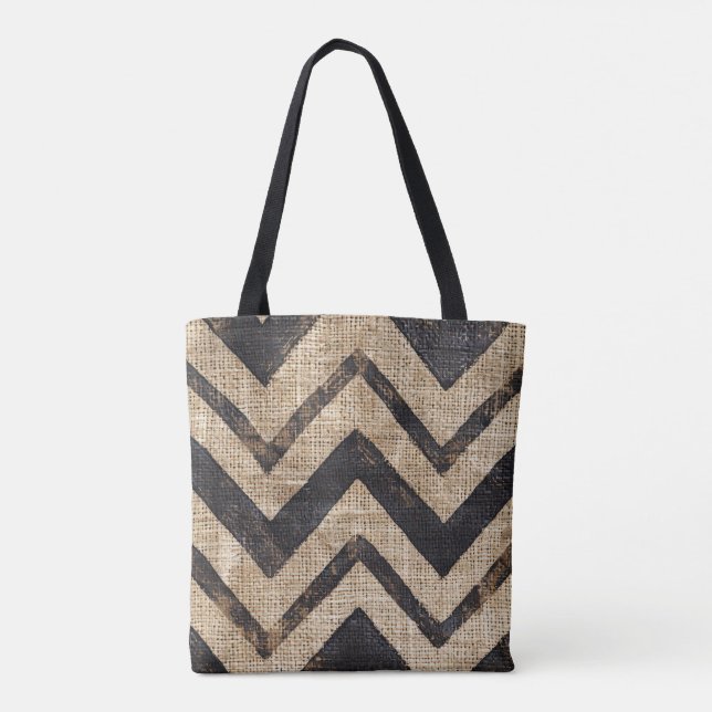 Jute Zickzack Tote Bag Tasche (Rückseite)