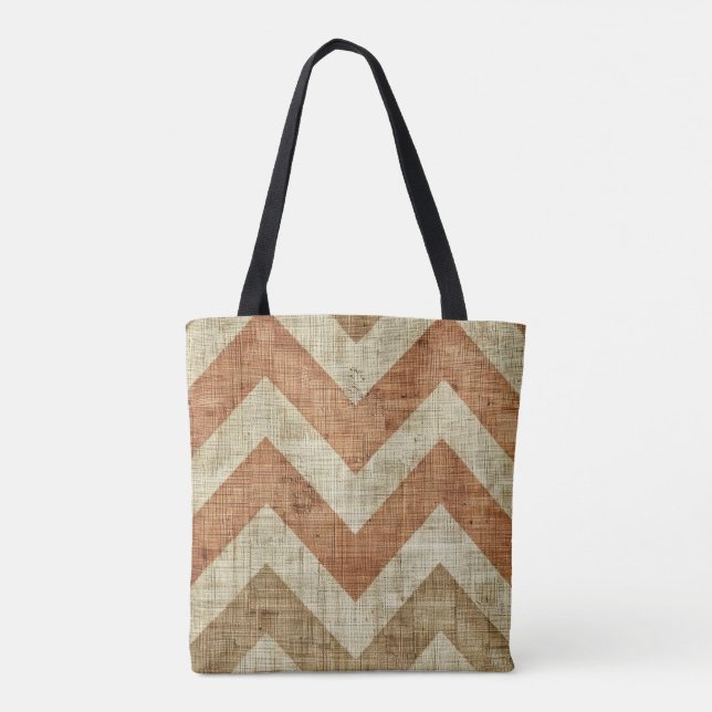 Jute Zickzack Tote Bag Tasche (Rückseite)