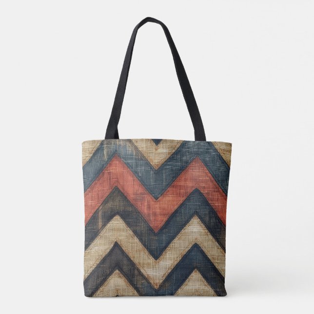 Jute Zickzack Tote Bag Tasche (Rückseite)