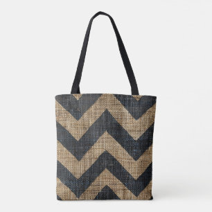 Jute Zickzack Tote Bag Tasche