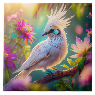 Juvenile Creush Feather Dove Fantasy Bird Fliese