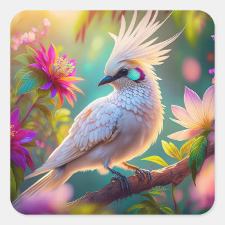 Juvenile Creush Feather Dove Fantasy Bird Quadratischer Aufkleber