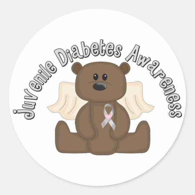 Juvenile Diabetes Awareness Bären Runder Aufkleber (Vorderseite)