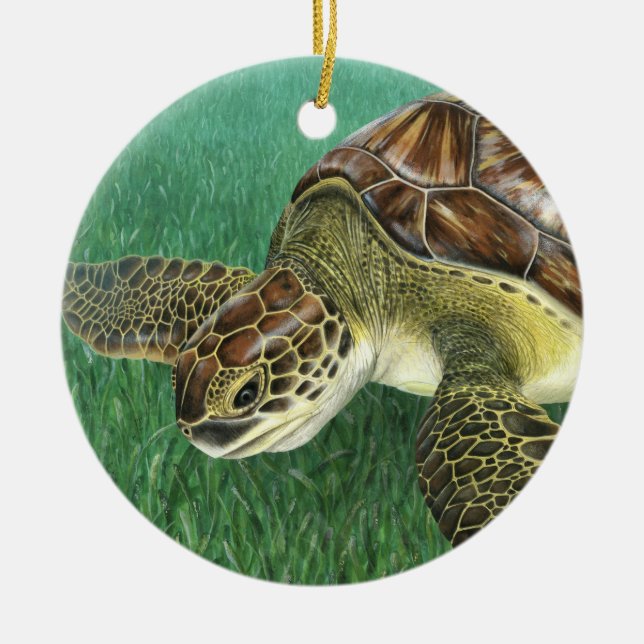 Juvenile Green Turtle Keramik Ornament (Vorne)